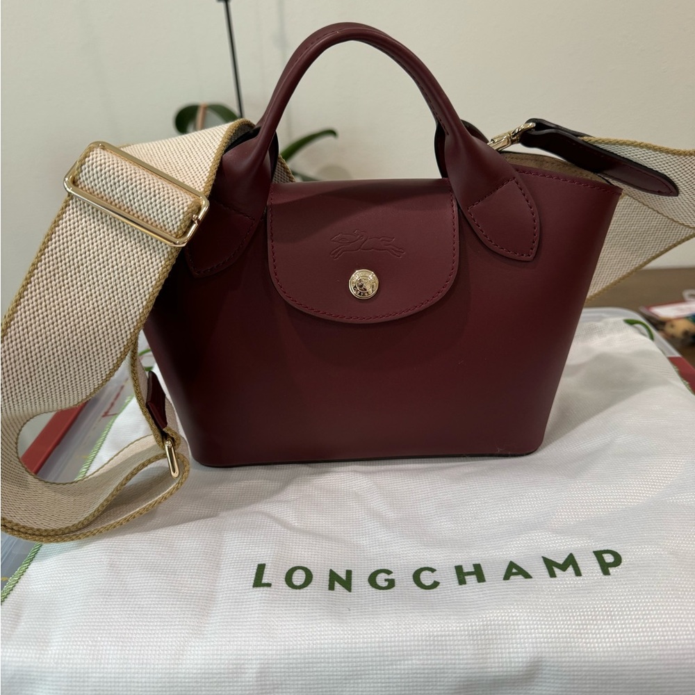 Longchamp Extra Small Épure Timeless Leather Crossbody Bag burgundy